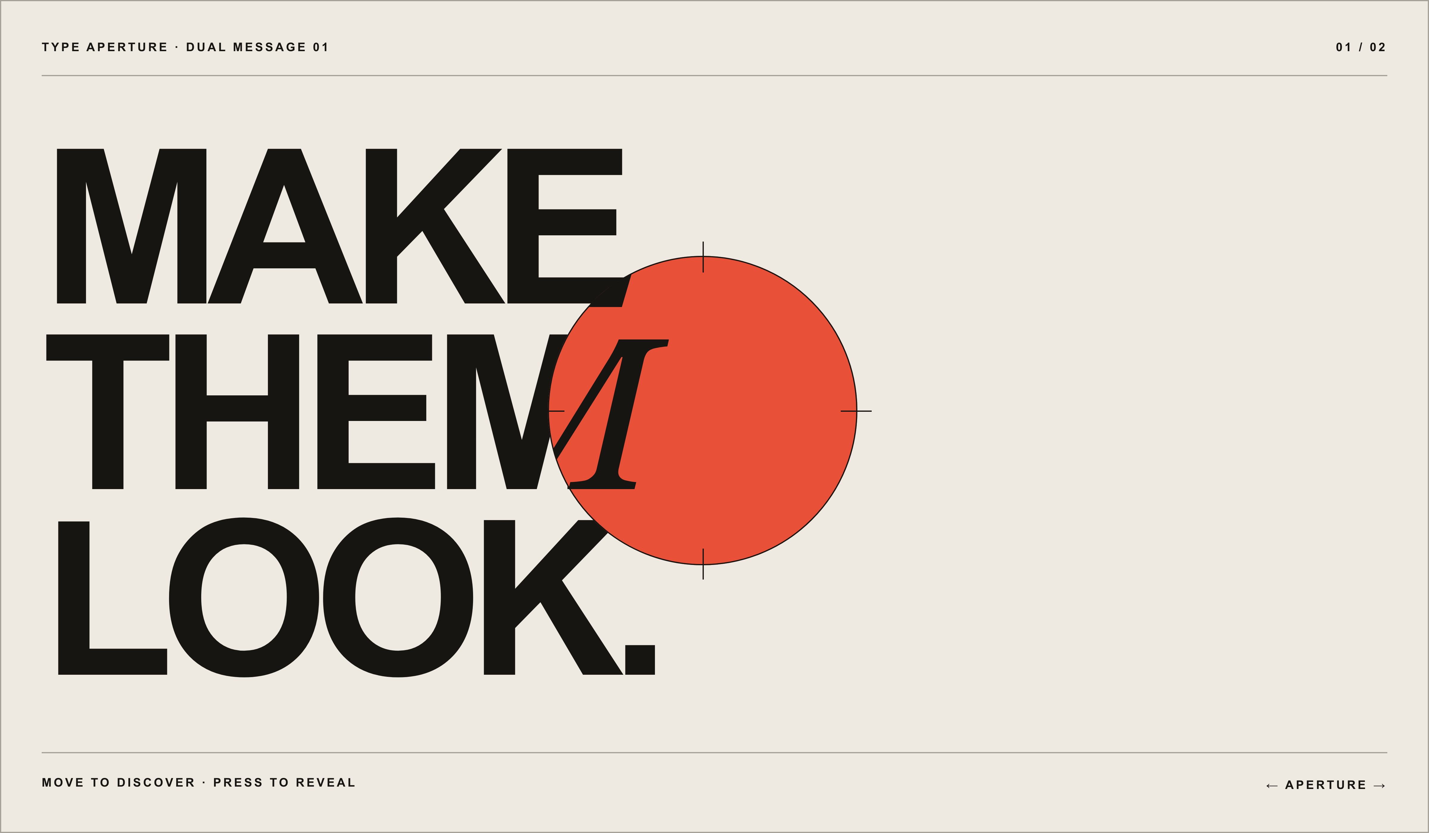 Type Aperture cursor text reveal in its Editorial preset